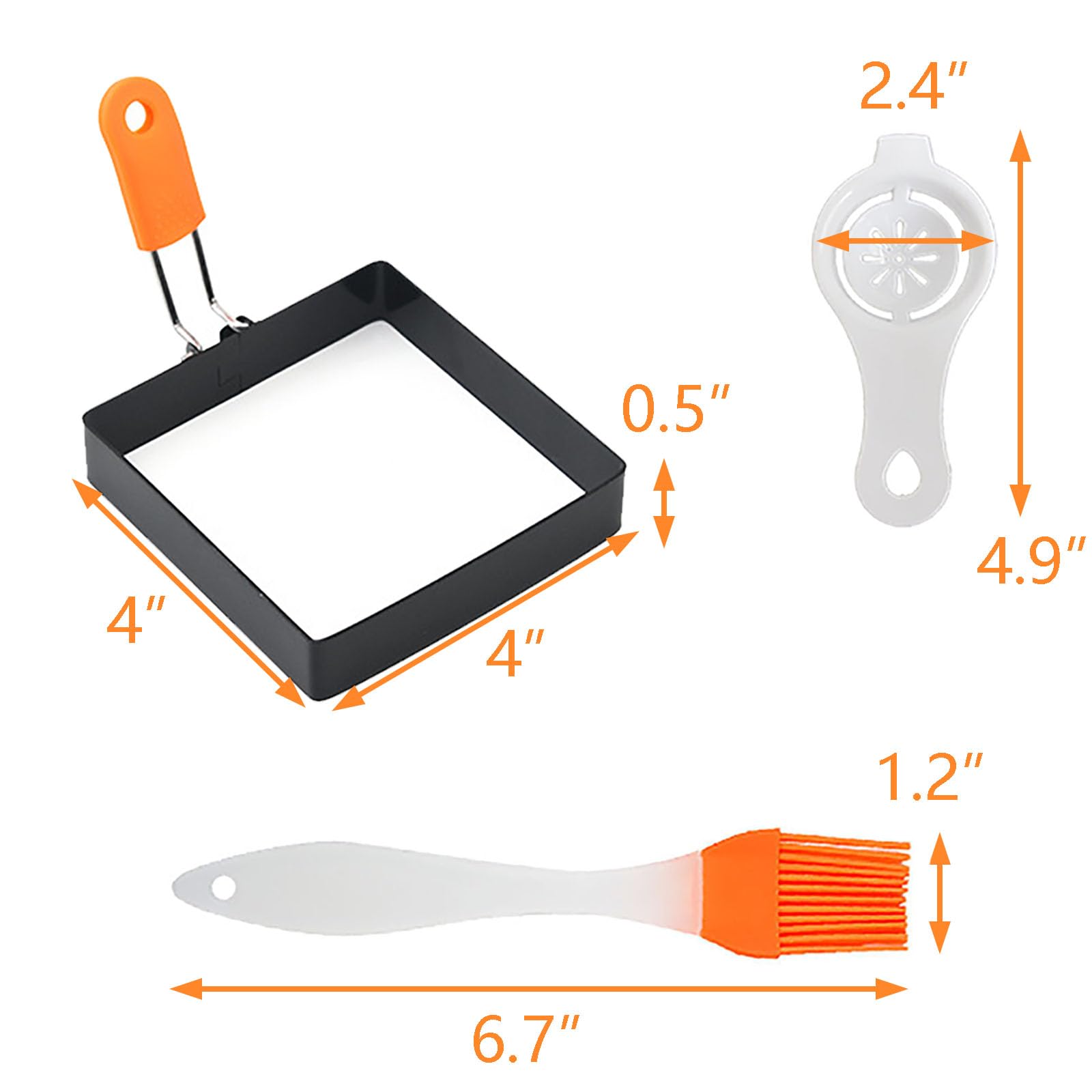 Square Egg Ring for Frying Egg, 2 Pcs 4 Inch Egg Pancake Cooking Rings for Egg Muffins Omelet Maker, Non Stick Stainless Steel Fried Egg Ring Pcake Mold for Griddle Breakfast Sandwiches Crumpet