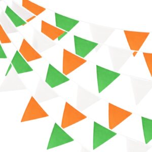 gcqq 40ft orange green white pennant banner, 2024 graduation pennant flags banner, triangle flag bunting garland, pennant bunting garland for graduation, engagement baby shower, dinosaur birthday