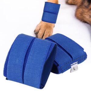 JOROBURO 2PCS Set Pet Kneepad, Blue Polyester Cotton Pet Wrist Guard Knee Protector, Dog Front Leg Braces Carpal Support Pet Wrist Guard for Dogs Injuries Care (Front Legs L ((2