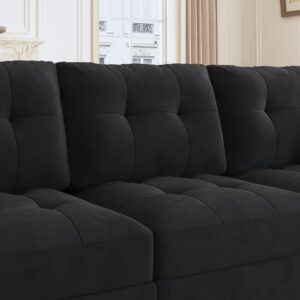 HONBAY Modular Sectional Sofa with Storage Ottomans Oversized U Shaped Couch with Chaises 8-Seater Sectional Sofa for Living Room, Black