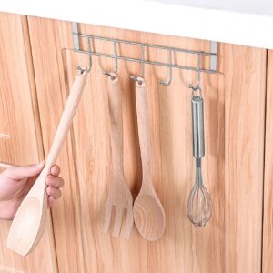 YIKANGHENG Cabinets and Wardrobes Hooks, 2 Pcs Silver Alloy 10 Inch 5 Hooks for Placing Towel, Apron, Cloth in Kitchen and Bedroom (2 Pcs)