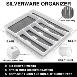 49-Piece Black Silverware Set with Organizer, Heavy Duty Stainless Steel Black Flatware for 8, Cutlery Utensil Sets with Steak Knives, Rust-proof, Mirror Polished, Dishwasher Safe