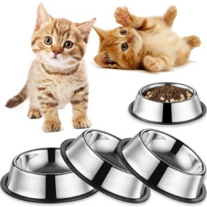 3packs cat-bowls cat food bowl - 4.5 inch non-slip stainless steel small cat wet food bowl 7 oz pet feeding bowl whisker fatigue relief cat water bowl for kitten puppy small dog