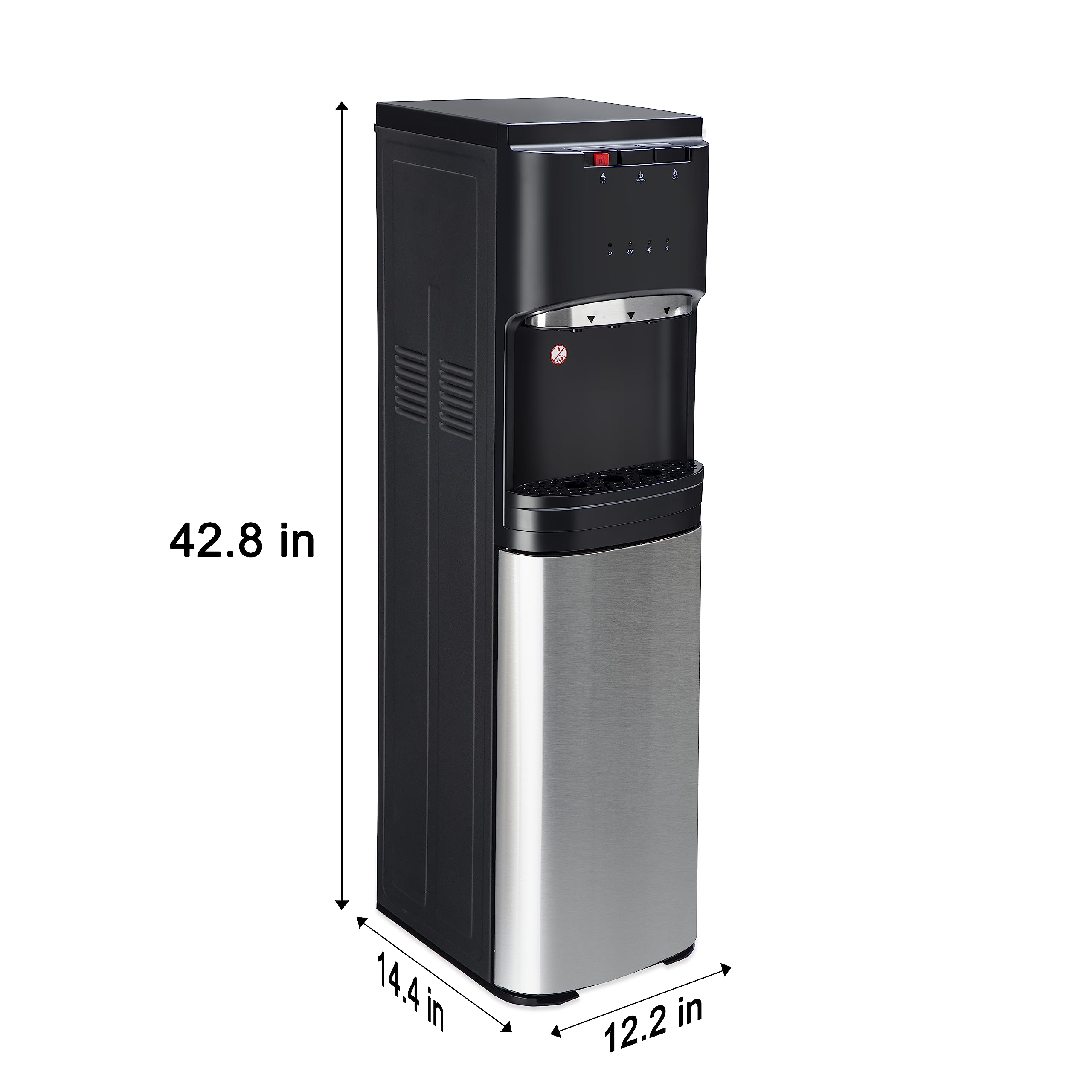 Euhomy Self Cleaning Bottom Loading Water Cooler Dispenser, with UV Lights Stainless Steel Water Cooler for Home, Office, Living Room, 3 Or 5 Gallon Bottle，Black