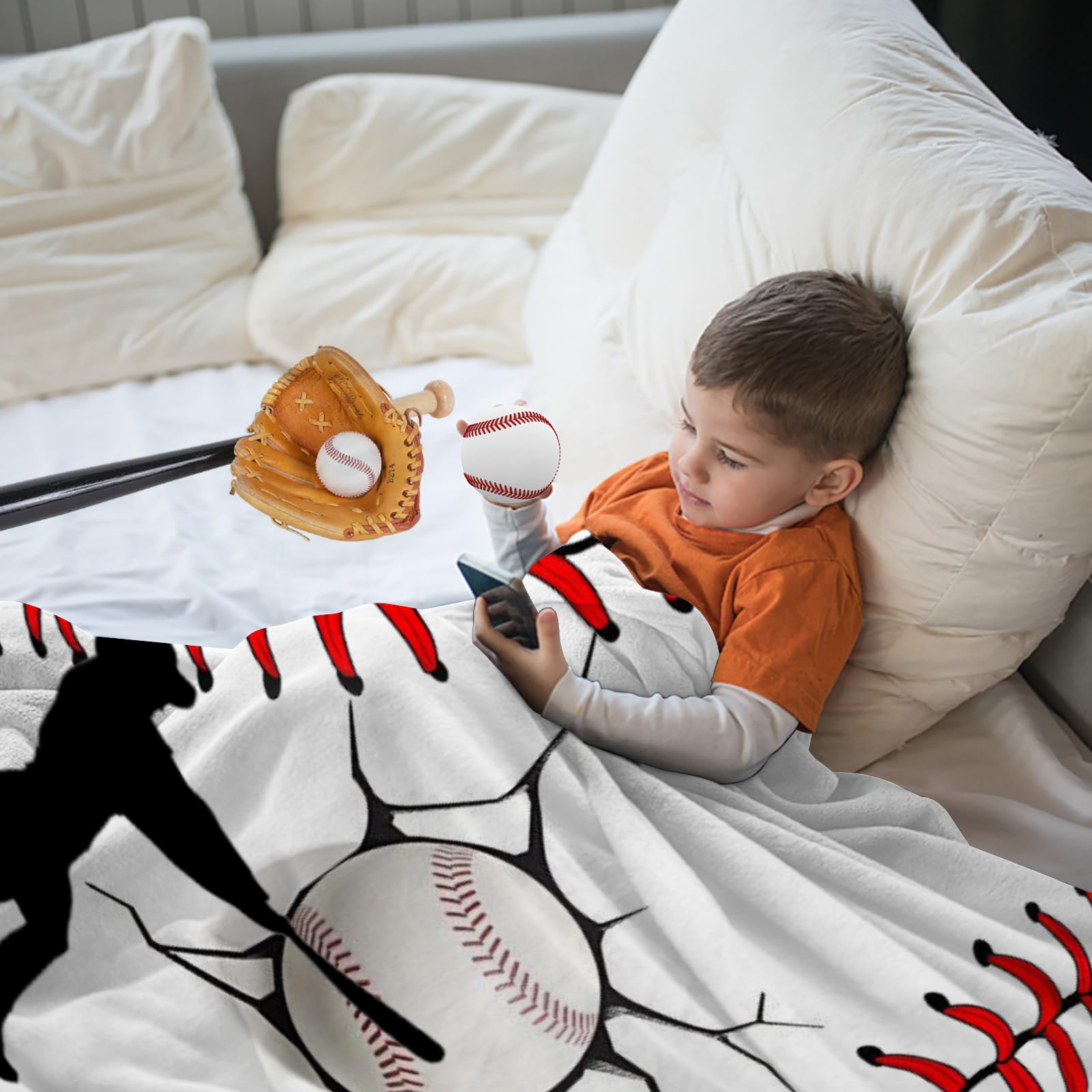 Sofevaim Baseball Blanket, Dad Blanket Baseball Gifts for Boys 8-12, Baseball Stuff, from Son, Birthday Gifts for Son, Blanket for Couch Bed Baseball Room Decor 60"X50"