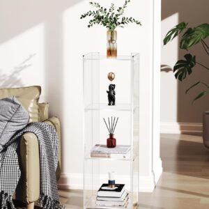 Acrylic Bookcase Cube Storage Bookshelf, Standing Display Bookshelf Floor Standing Bookshelf for Bedroom Living Room (Clear 3cube)