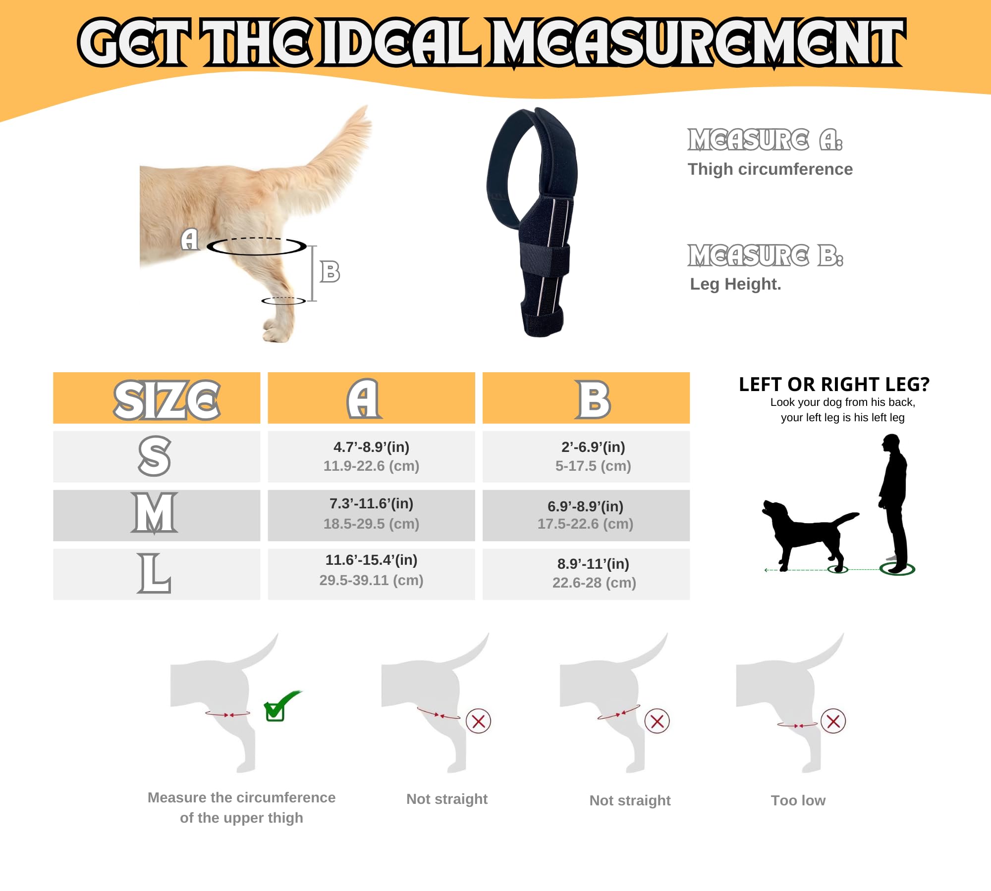 Dog Knee Brace, Hip Displaysia Dog Support Brace, Dog ACL Brace Hind Leg, Dog ACL Knee Brace, Dog Knee Brace for Luxating Patella, ACL Brace for Dogs Rear Leg, Dog Hip Support brace (L - Left)