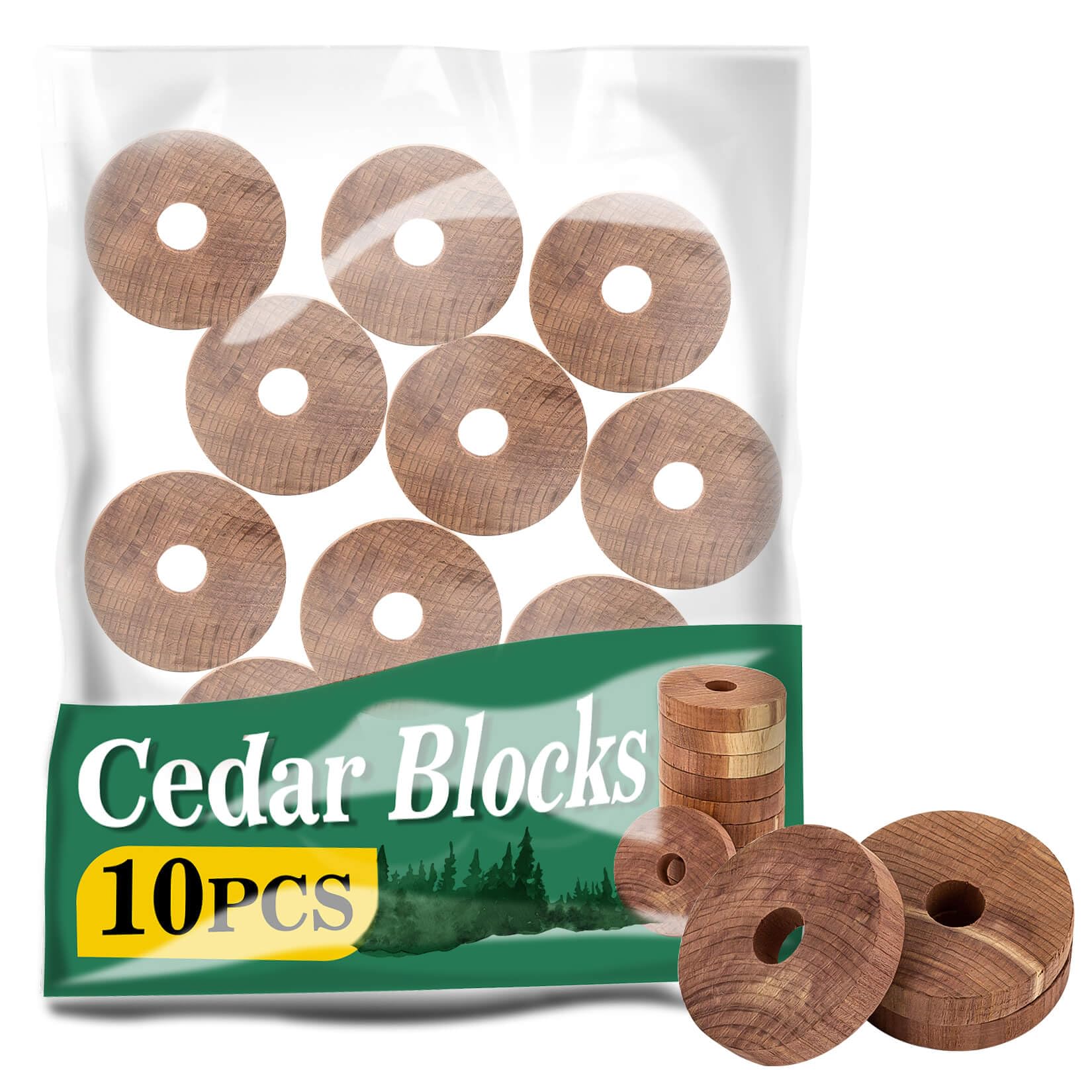 Sukh 10 Cedar Blocks for Clothes Storage - Cedar Chips Closet Drawer Fresheners for Dresser Cedar Wood Rings Smell Freshener for Bedding Comforter Storage Cedar Scented Drawer Liner Wardrobe Refresher