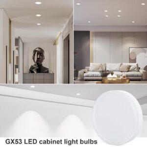 AUIOMUTO GX53 LED Light Bulb,7W Daylight 6000K Replacement Traditional Halogen GX53 Spotlight for Cabinet, Exhibition, Showcase, Shop Showroom, Ceiling Lamp