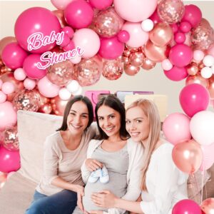 135pcs Pink Balloon Arch Garland Kit with Different Sizes Hot Pink Light Pink Metallic Rose Gold Balloons for Birthday Princess Baby Shower Bridal Shower Bachelorette Party Decorations