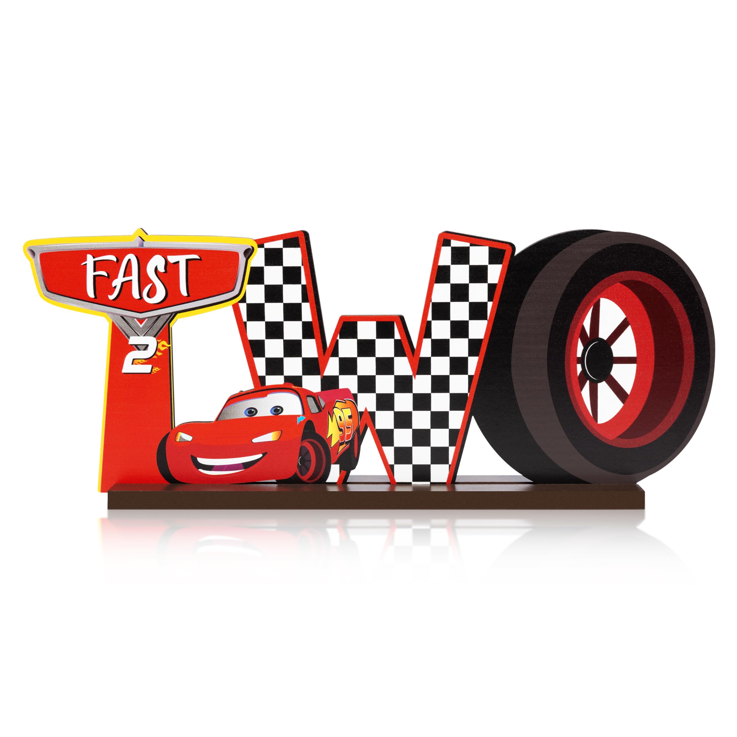 DYhuiyia Race Two Table Centerpieces - Race Car Two Fast Letter Sign Curious Wooden Table Decoration Let’s Go Racing Car Party Supplies Favors for 2nd Birthday Boys Kids Baby Shower Photo Booth Props