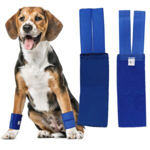 joroburo 2pcs set pet kneepad, blue polyester cotton pet wrist guard knee protector, dog front leg braces carpal support pet wrist guard for dogs injuries care (front legs l ((2