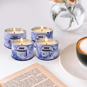 4 Pack Home Scented Candles - Strong Lavender, Vanilla Jasmine, Lilac & Gardenia Candle, 4.4 Oz, 100% Soy, Non-Toxic, Small Candle Set for Aromatherapy & Gifts