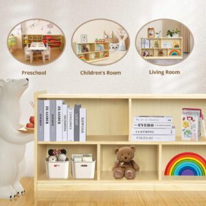 KOALA DIARY 2-Shelf Toddler Solid Wood Storage Cabinet, 5-Section Montessori Shelf Toy Organizers,Natural Kids Furniture，Classroom, Playroom, Daycare and Preschool Bookshelves Kinder Garden，Nursery