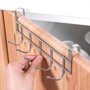 YIKANGHENG Cabinets and Wardrobes Hooks, 2 Pcs Silver Alloy 10 Inch 5 Hooks for Placing Towel, Apron, Cloth in Kitchen and Bedroom (2 Pcs)