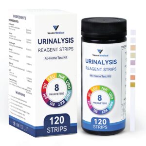 vaunn medical 8-in-1 urine test strips and urinalysis for uti, nitrites, leuckcytes, ketosis, ph, protein, 120 ct