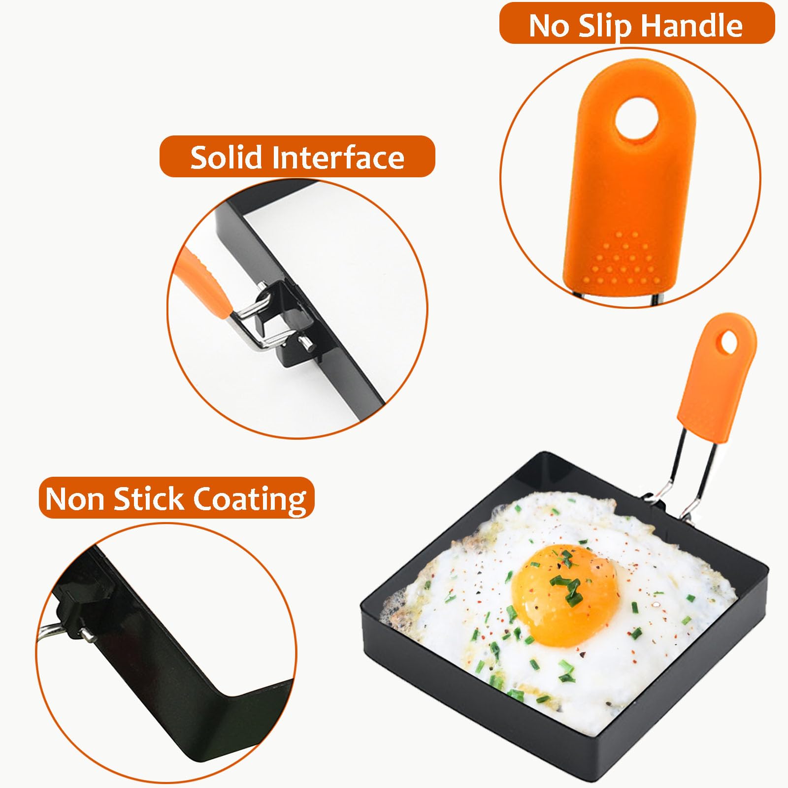 Square Egg Ring for Frying Egg, 2 Pcs 4 Inch Egg Pancake Cooking Rings for Egg Muffins Omelet Maker, Non Stick Stainless Steel Fried Egg Ring Pcake Mold for Griddle Breakfast Sandwiches Crumpet