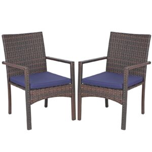 sophia & william patio chairs set of 2, 2 pcs all-weather rattan outdoor dining chairs, lightweight wicker dining chairs with seat cushions