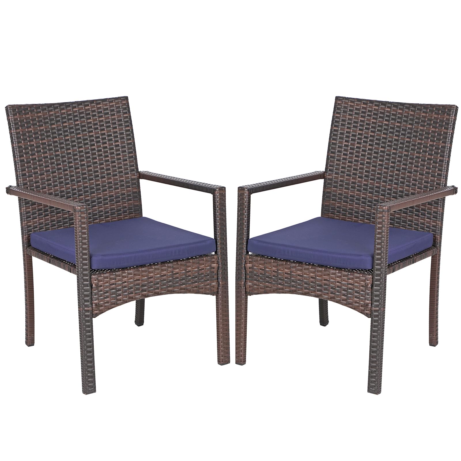 Sophia & William Patio Chairs Set of 2, 2 Pcs All-Weather Rattan Outdoor Dining Chairs, Lightweight Wicker Dining Chairs with Seat Cushions