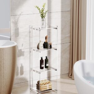 Acrylic Bookcase Cube Storage Bookshelf, Standing Display Bookshelf Floor Standing Bookshelf for Bedroom Living Room (Clear 3cube)