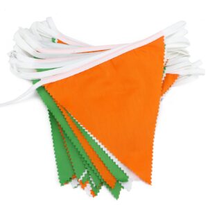 GCQQ 40Ft Orange Green White Pennant Banner, 2024 Graduation Pennant Flags Banner, Triangle Flag Bunting Garland, Pennant Bunting Garland for Graduation, Engagement Baby Shower, Dinosaur Birthday