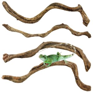 apatal reptile branch decor snake climbing wood branches lizard habitat decorations terrarium wooden tree trunk ornament for bearded dragon snake geckos chameleon frog 4 pcs (14-16 inch)