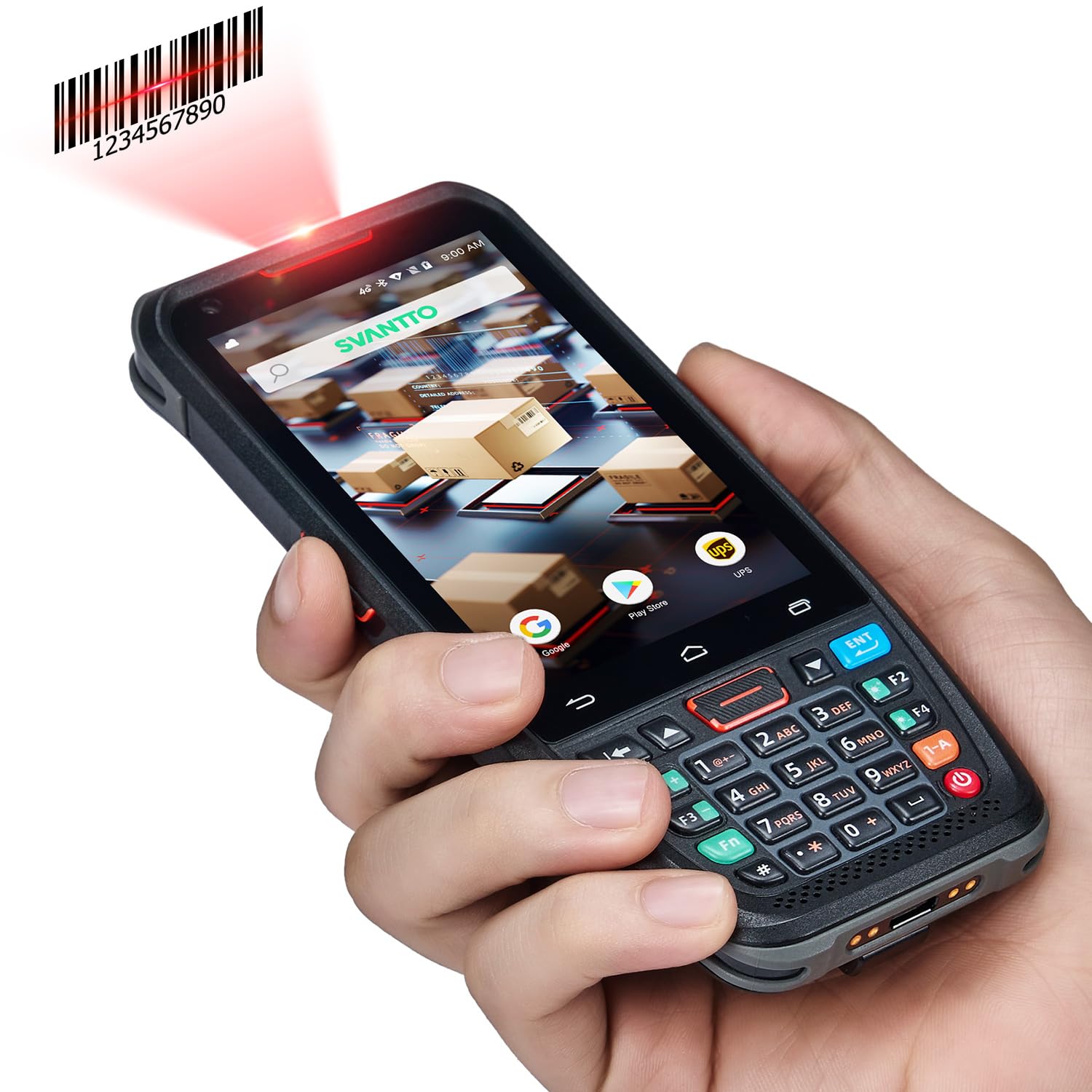 SVANTTO Android Barcode Scanner, Android 10 Handheld Computer, 1D/2D/QR Barcode Scanner, 2/3/4G WiFi BT Communication, Android Handheld Data Terminal for Warehouse Retail Inventory