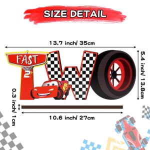 DYhuiyia Race Two Table Centerpieces - Race Car Two Fast Letter Sign Curious Wooden Table Decoration Let’s Go Racing Car Party Supplies Favors for 2nd Birthday Boys Kids Baby Shower Photo Booth Props