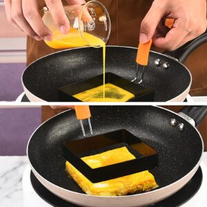 Square Egg Ring for Frying Egg, 2 Pcs 4 Inch Egg Pancake Cooking Rings for Egg Muffins Omelet Maker, Non Stick Stainless Steel Fried Egg Ring Pcake Mold for Griddle Breakfast Sandwiches Crumpet