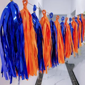 Blue and Orange Tassel Garland Banner Tissue Paper Tassels for Birthdays Bridal Shower Decorations Graduation Party Decorations Supplies