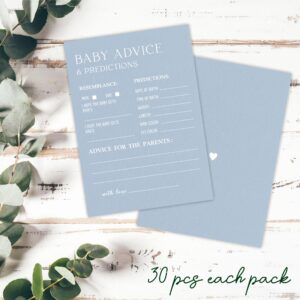 Minimalism Baby Shower Game Kits - Baby Prediction & Advice - Mist Blue - 30 Fill In Style Game Cards Each Set, Gender Reveal, Baby Announcement, Party Favor & Decor - B01