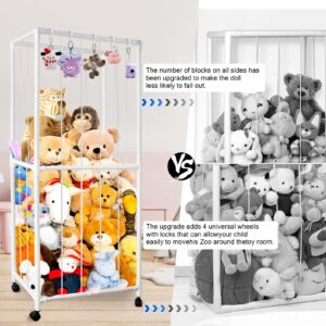 XMBecc Stuffed Animal Storage Zoo Stuffed Animal Holder Space Save Vertical Stuffed Animals Storage PVC with Elastic Band and Net for Playroom Birthday Gift for Bedroom Nursery