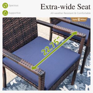 Sophia & William Patio Chairs Set of 2, 2 Pcs All-Weather Rattan Outdoor Dining Chairs, Lightweight Wicker Dining Chairs with Seat Cushions