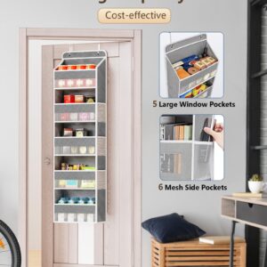 Oterri 5 Tier Over The Door Organizers,Door Hanging Organizer with 11 Pockets,Sag-Proof Versatile Hanging Storage for Baby Essentials,Towels,Cosmetics,Kitchen Supplies and Toys,Grey