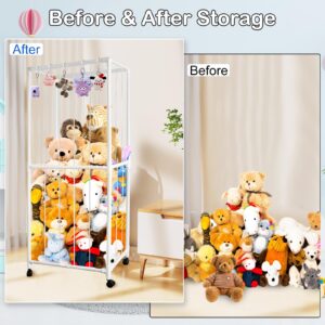 XMBecc Stuffed Animal Storage Zoo Stuffed Animal Holder Space Save Vertical Stuffed Animals Storage PVC with Elastic Band and Net for Playroom Birthday Gift for Bedroom Nursery