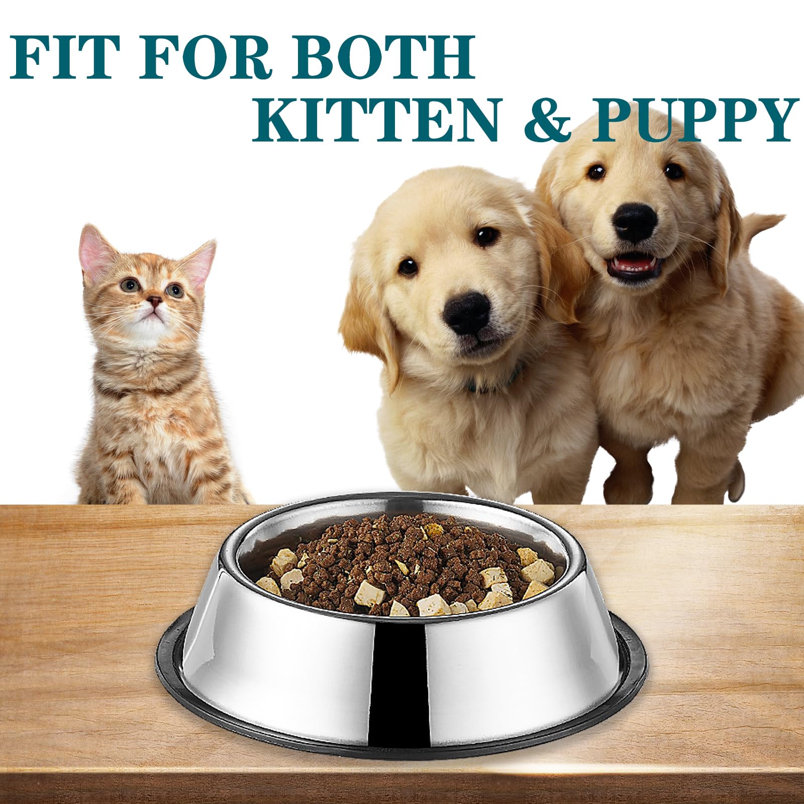 3Packs Cat-Bowls Cat Food Bowl - 4.5 Inch Non-Slip Stainless Steel Small Cat Wet Food Bowl 7 Oz Pet Feeding Bowl Whisker Fatigue Relief Cat Water Bowl for Kitten Puppy Small Dog