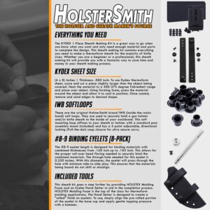 HolsterSmith DIY Sheath Making Kit - 1-Piece Design - KYDEX - P1 Texture - Black - IWB SoftLoops (Black) - (w/Mounting Hardware) - (w/Molding Foam and Eyelet Hand Setter)