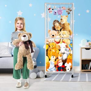 XMBecc Stuffed Animal Storage Zoo Stuffed Animal Holder Space Save Vertical Stuffed Animals Storage PVC with Elastic Band and Net for Playroom Birthday Gift for Bedroom Nursery