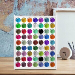 YUIONNAY Craft Paint Storage-Paint Rack Organizer with 63 Holes for Miniature Paint Set - Wall-Mounted Craft Paint Storage Rack - 2oz Craft Paint Holder for Apple Barrel, Folkart