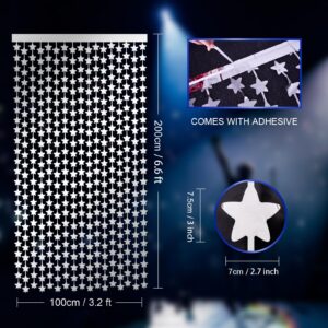 LOLStar 2 Pack Glitter Silver Stars Birthday Decorations 3.3X6.6 ft Each Silver Star Backdrop Foil Fringe Curtains,Perfect for Twinkle Star Baby Shower Anniversary Disco Bachelorette Party Decorations