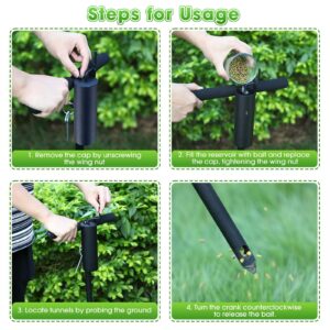 Qualirey Gopher Bait Applicator, Mole Bait Applicator, Metal Home Gopher Mole Prod Poison Pest Bait Tool, Vole/Gopher/Mole Killer, Apply Poison Bait Pellets into A Pest Tunnel in Your Yard