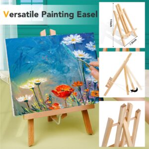 Acrylic Paint Canvas Set,104 Piece Professional Painting Supplies Kit with 4 Wood Easel,4 * 12Colors,4 * 10 Brushes,Circular Canvas Etc,Premium Paint Kit for Kids,Students, Artists and Beginner