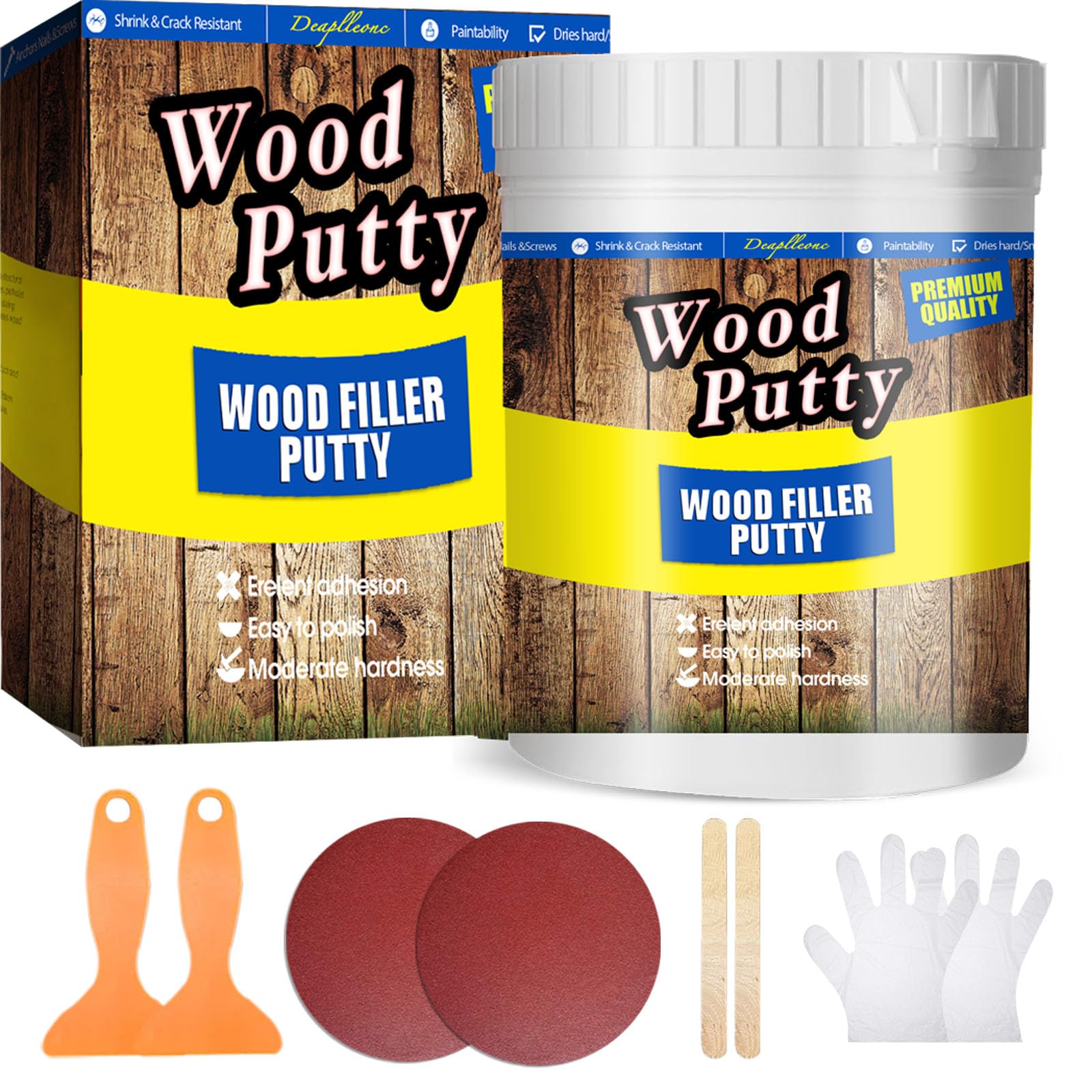 Wood Filler Putty - White Wood Putty Filler, Wood Filler Paintable, Stainable. Wood Furniture Repair Kit Can Quickly Repair Damaged Holes, Cracks and Chips. Wood Crack Filler - 9.87 Ounce