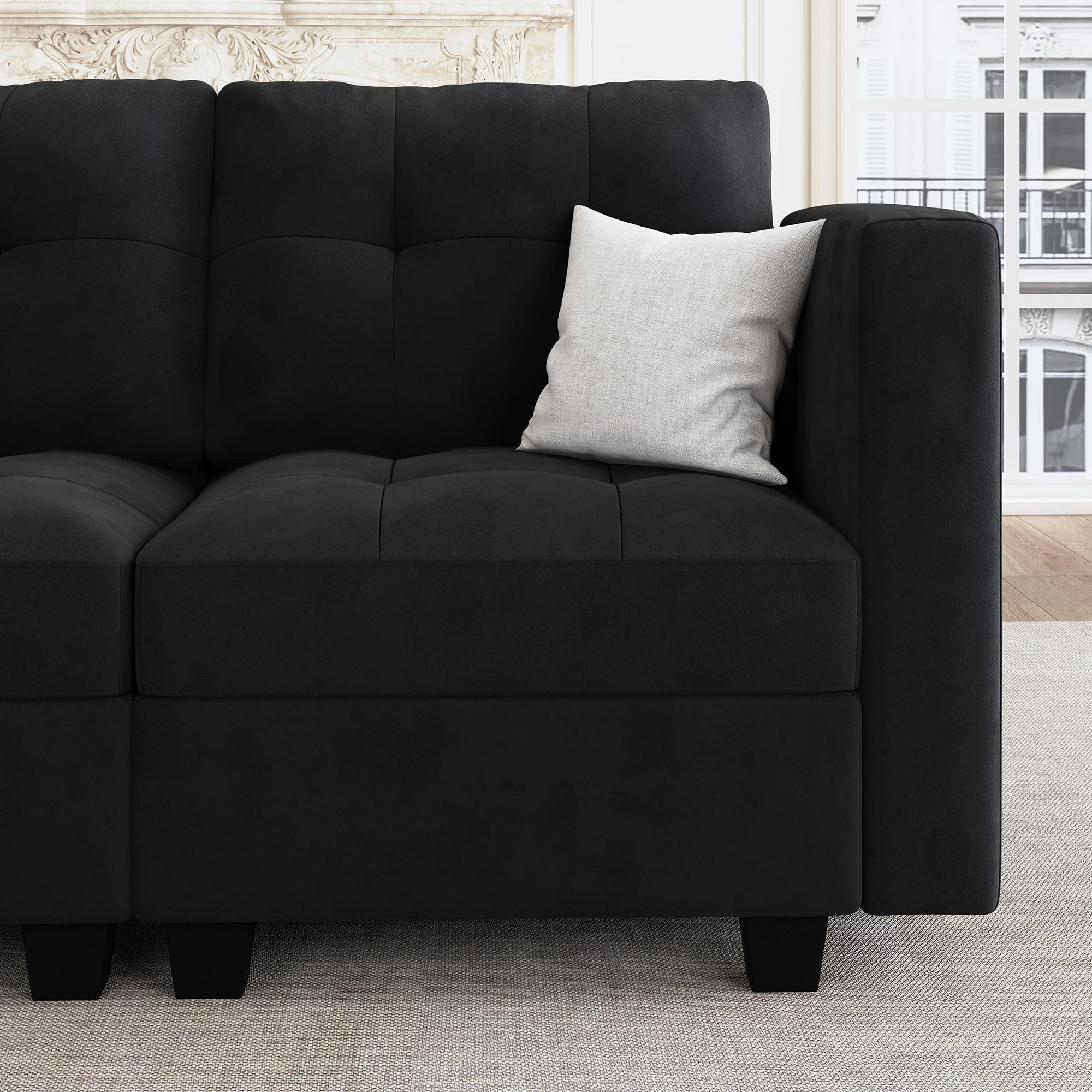 HONBAY Modular Sectional Sofa with Storage Ottomans Oversized U Shaped Couch with Chaises 8-Seater Sectional Sofa for Living Room, Black