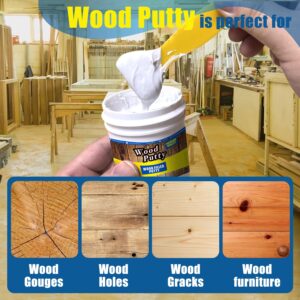 Wood Filler Putty - White Wood Putty Filler, Wood Filler Paintable, Stainable. Wood Furniture Repair Kit Can Quickly Repair Damaged Holes, Cracks and Chips. Wood Crack Filler - 9.87 Ounce