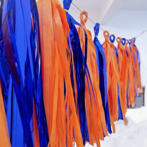 Blue and Orange Tassel Garland Banner Tissue Paper Tassels for Birthdays Bridal Shower Decorations Graduation Party Decorations Supplies