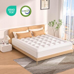 AprLeaf Pillow Top Mattress Topper Queen Size, 3 Inch Dual Layer Mattress Topper, 1 Inch Cooling Pillow Topper and 2 Inch Gel Memory Foam Mattress Topper for Back Pain