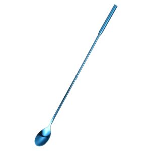 uxcell long handle mixing stirring spoon, stainless steel bartender mixing spoon cocktail stirrers, bar spoon stirring spoon (length: 300mm/11.81", blue)