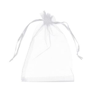 AB Max Organza Drawstring Bags - Wedding Favor Gift Bags Goody Bags Jewelry Pouches 5x7 Inches Fruit Protection Mesh Bags White 10 Pieces