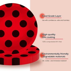 Lousuip 80PCS Ladybug Party Supplies Ladybug Paper Plates and Napkins Party Tableware for Girls Birthday Babyshower Party Decorations